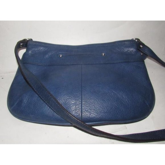 B Makowsky Denim Blue and Leather Crossbody With Bold Chrome Accents - Picture 12 of 12